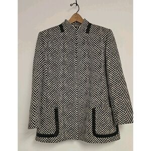 DANA BUCHMAN Wool Jacket Coat Blazer Leather Trim Sz 10